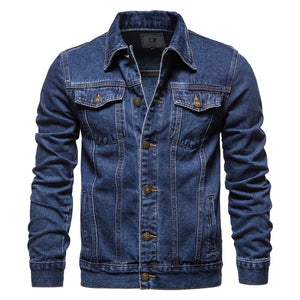 Cotton Denim Buttons Solid Color Jeans Jacket