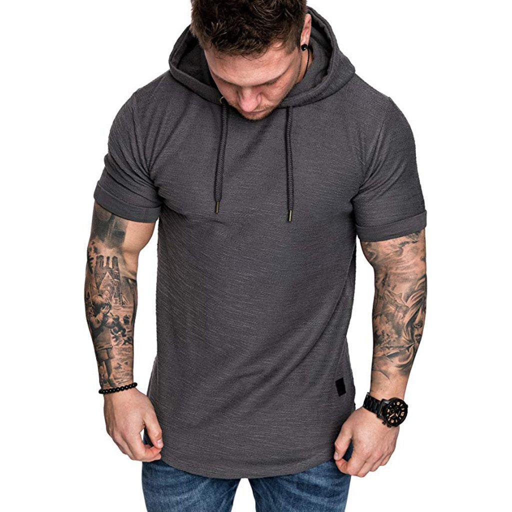 Casual Solid Color Short Sleeve Hoodie