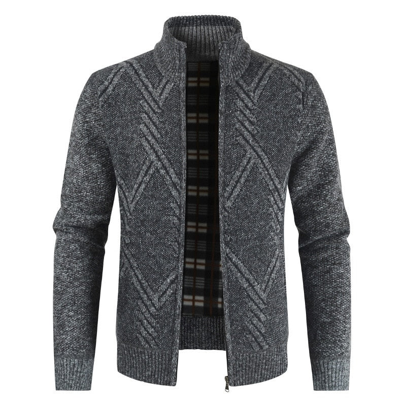 Autumn Winter Fleece Zipper Granite Cardigan