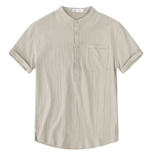 Summer Cotton Linen Short-Sleeved Breathable Shirt