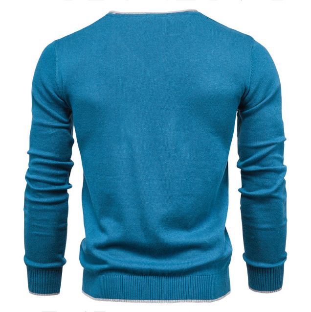 Fashion Solid Color Slim V-Neck Pullover