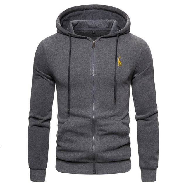 Solid Fashion Fleece Zipper Sportstyle Hoodie