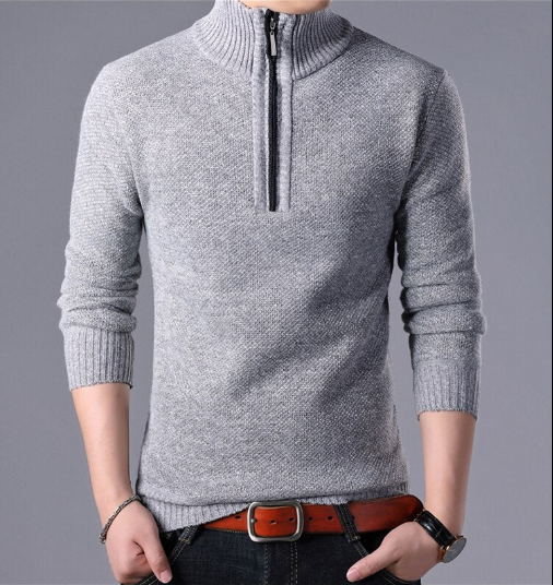 Casual Half Zipper Thick Knitted Sweater