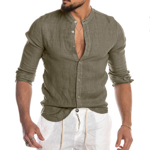 Solid Color Linen Long Sleeve Shirt