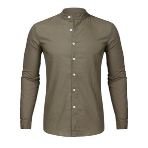 Solid Color Linen Long Sleeve Shirt