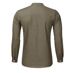 Solid Color Linen Long Sleeve Shirt