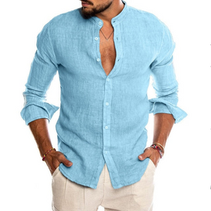 Solid Color Linen Long Sleeve Shirt