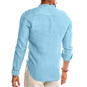 Solid Color Linen Long Sleeve Shirt