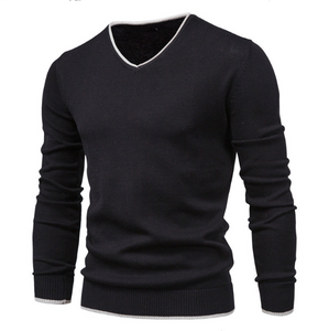 Fashion Solid Color Slim V-Neck Pullover