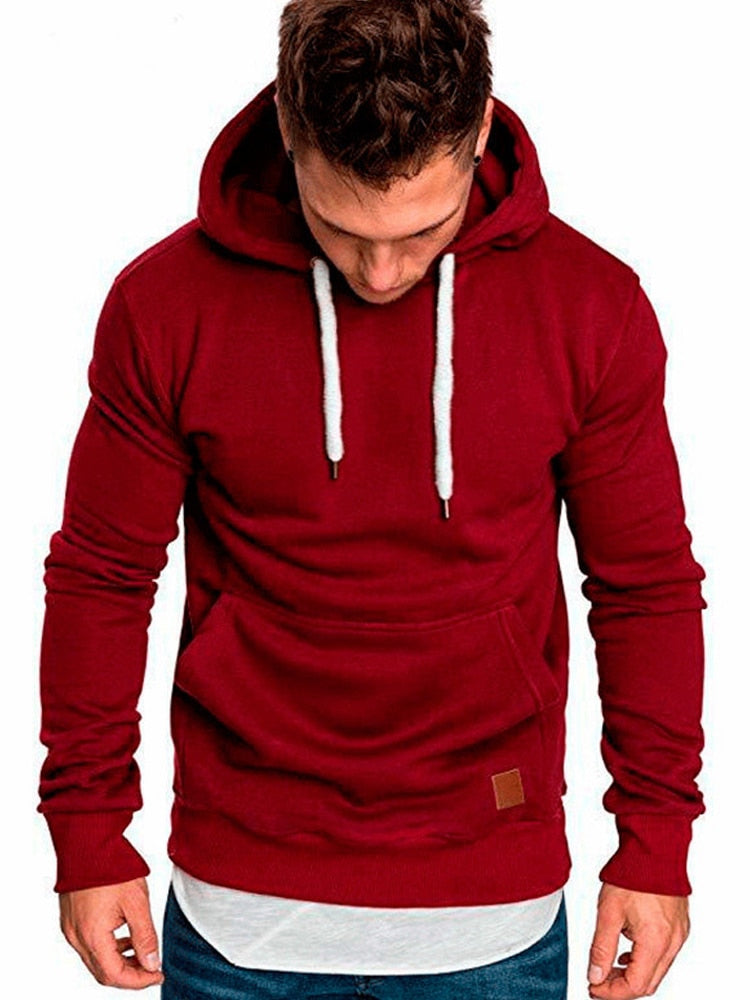 Solid Casual Front Kangaroo Pocket Hoodie