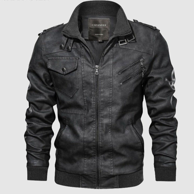 Autumn Winter Leather Motorcycle Hooded Jacket