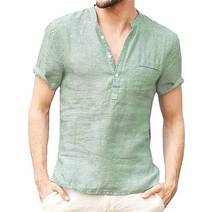 Summer Cotton Linen Short-Sleeved Breathable Shirt