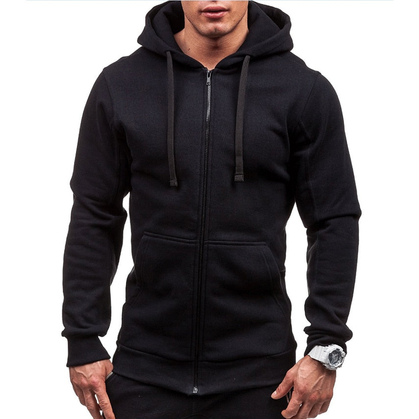 Solid Color Fleece Zipper Velvet Hoodie