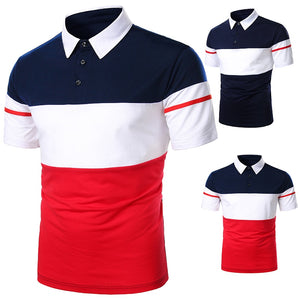 Casual Short Sleeve Contrast Color Polo Shirt