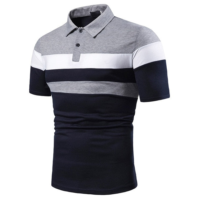 Casual Short Sleeve Contrast Color Polo Shirt