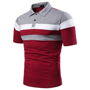 Casual Short Sleeve Contrast Color Polo Shirt