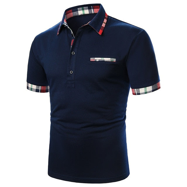 Casual Short Sleeve Contrast Color Polo Shirt