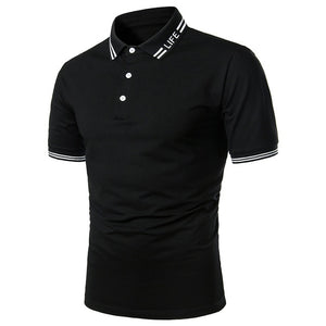 Casual Short Sleeve Contrast Color Polo Shirt