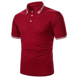 Casual Short Sleeve Contrast Color Polo Shirt