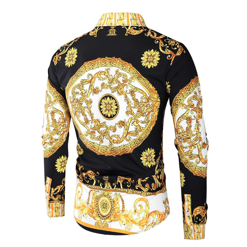 Luxury Royal Casual Long Sleeve Print Shirt