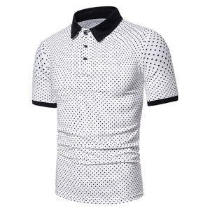 Casual Short Sleeve Contrast Color Polo Shirt