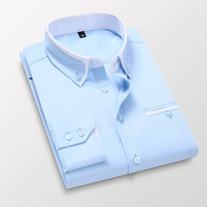 Twill Long Sleeve Business Office Casual Shirt