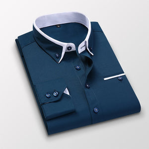 Twill Long Sleeve Business Office Casual Shirt