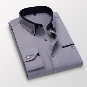 Twill Long Sleeve Business Office Casual Shirt