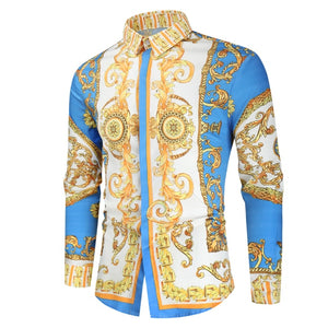 Luxury Royal Casual Long Sleeve Print Shirt