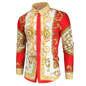 Luxury Royal Casual Long Sleeve Print Shirt