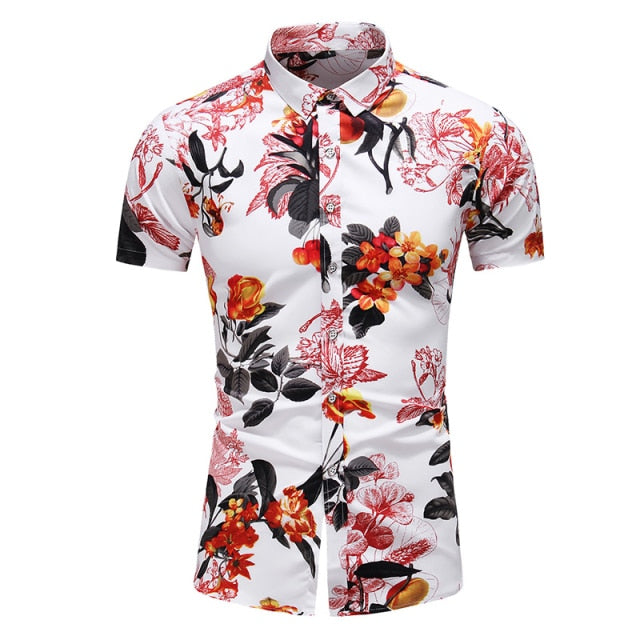 Casual Hawaiian Print Beach Floral Summer Shirt