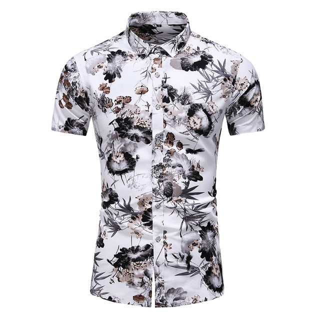 Casual Hawaiian Print Beach Floral Summer Shirt