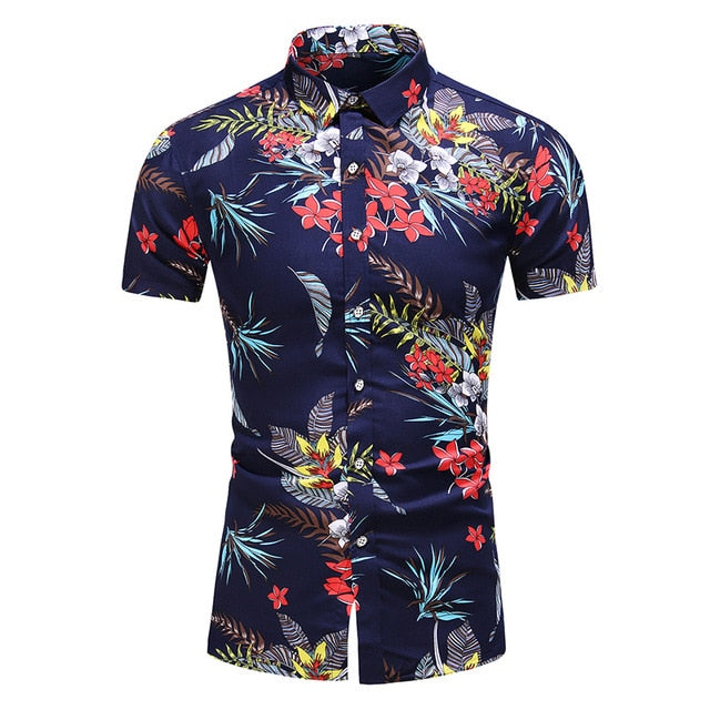 Casual Hawaiian Print Beach Floral Summer Shirt