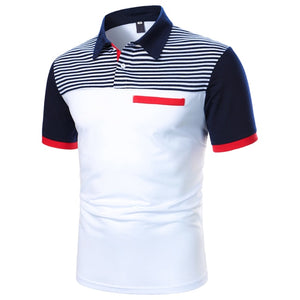 Casual Short Sleeve Contrast Color Polo Shirt