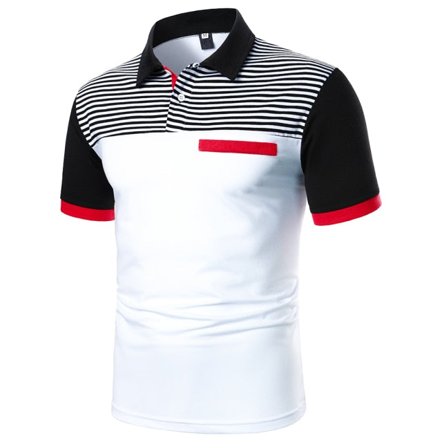 Casual Short Sleeve Contrast Color Polo Shirt