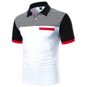 Casual Short Sleeve Contrast Color Polo Shirt