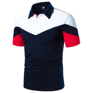 Casual Short Sleeve Contrast Color Polo Shirt