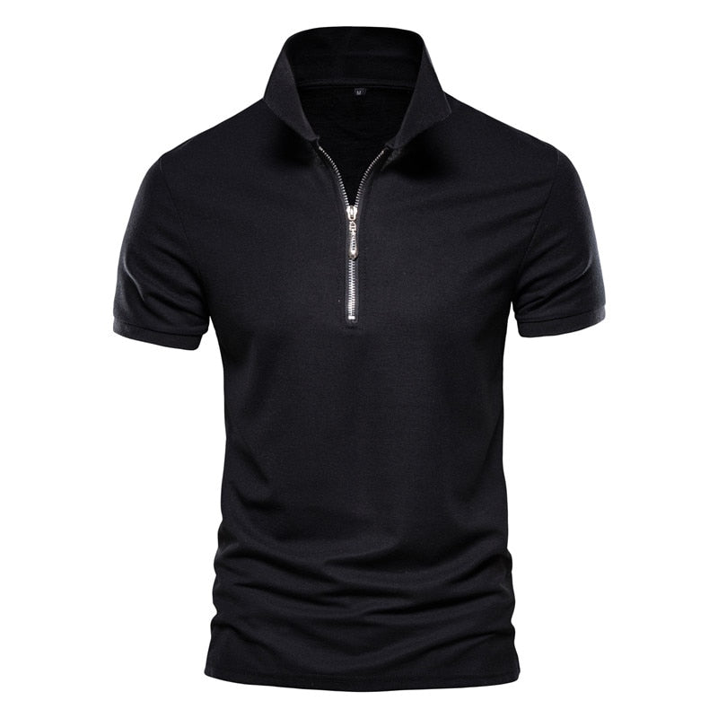 Summer Fashion Casual Solid Zipper Polo Shirt