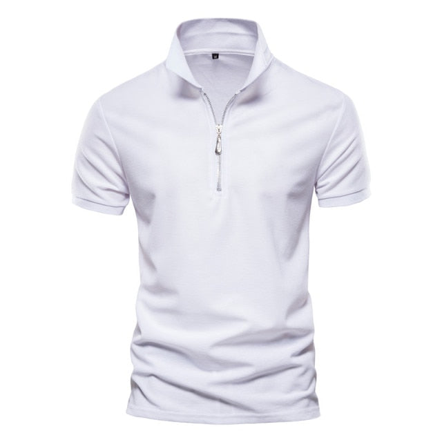 Summer Fashion Casual Solid Zipper Polo Shirt