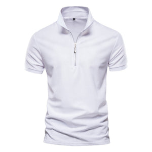 Summer Fashion Casual Solid Zipper Polo Shirt