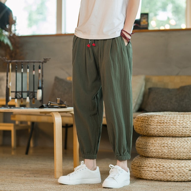 Casual Streetwear Cotton Linen Harem Pants