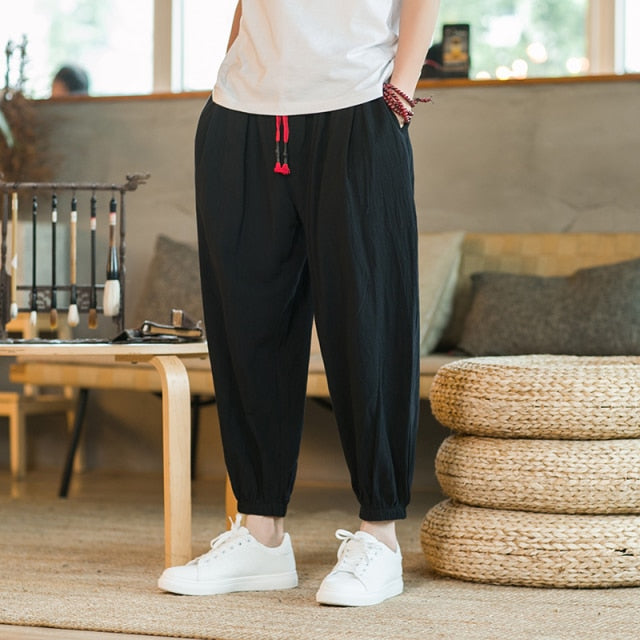 Casual Streetwear Cotton Linen Harem Pants