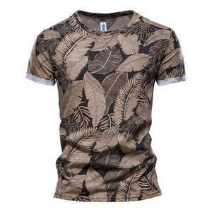 Summer Leaf Printed O-Neck Short-Sleeved T-Shirt