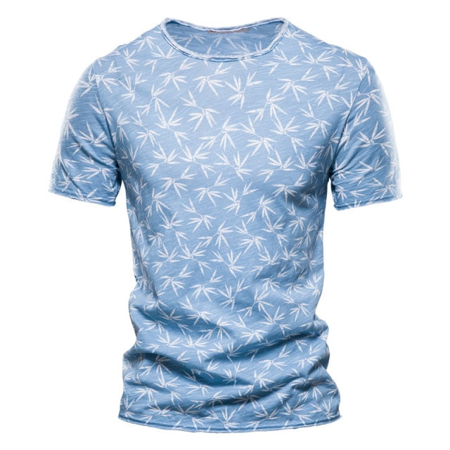 Summer Leaf Printed O-Neck Short-Sleeved T-Shirt