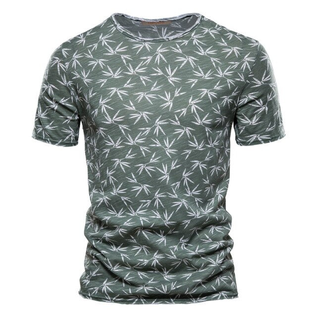 Summer Leaf Printed O-Neck Short-Sleeved T-Shirt