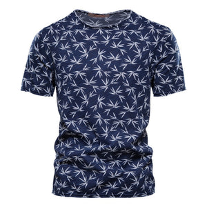 Summer Leaf Printed O-Neck Short-Sleeved T-Shirt