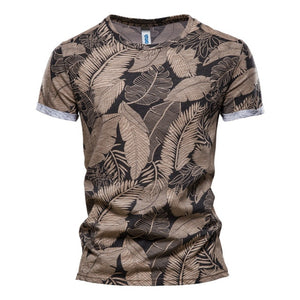 Summer Leaf Printed O-Neck Short-Sleeved T-Shirt