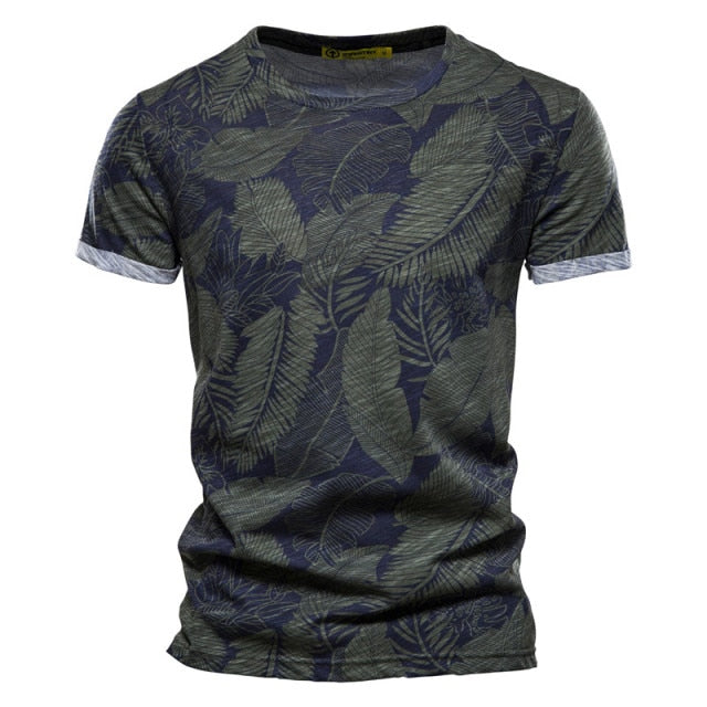 Summer Leaf Printed O-Neck Short-Sleeved T-Shirt