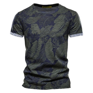 Summer Leaf Printed O-Neck Short-Sleeved T-Shirt