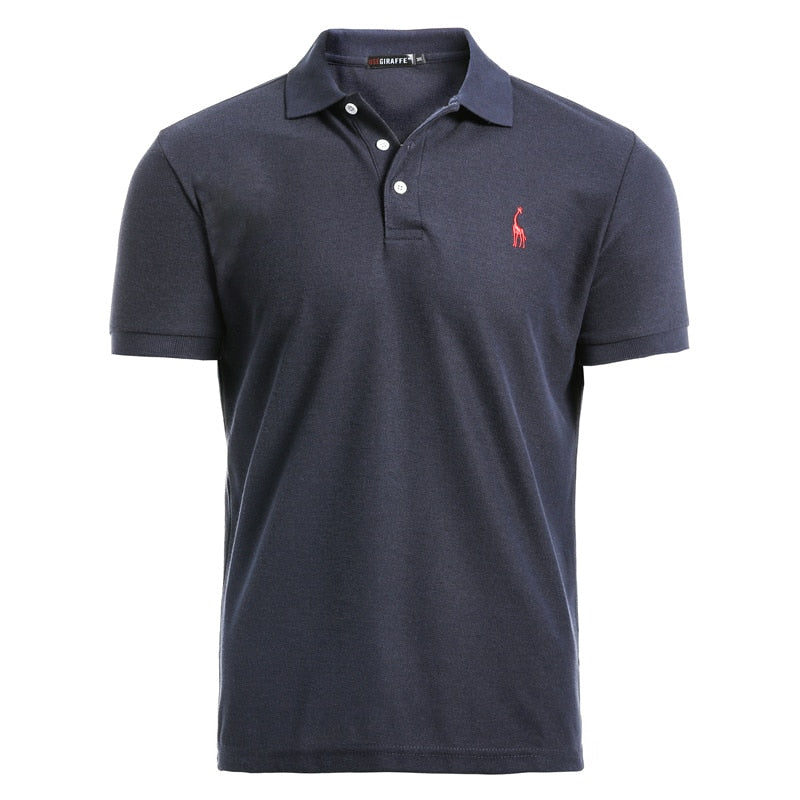 Casual Solid Giraffe Embroidery Polo Shirt